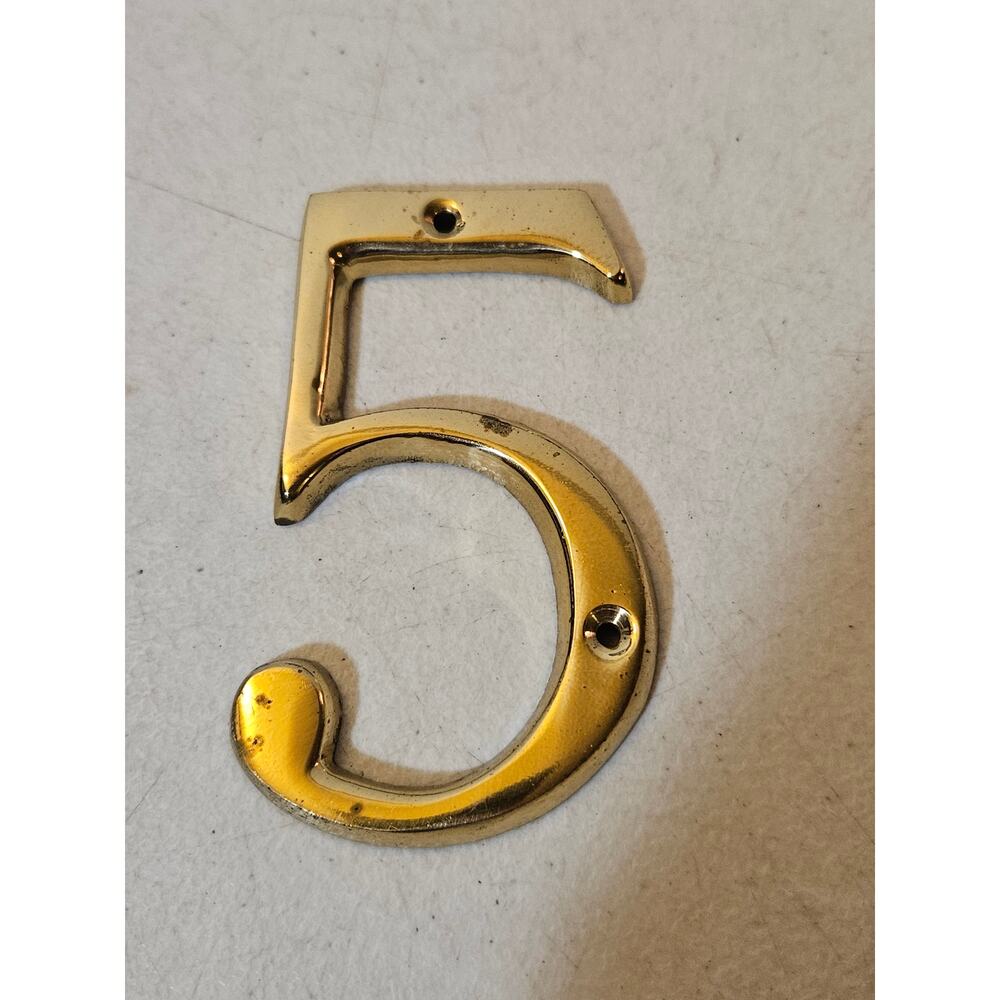 Vintage brass number 5 address door number